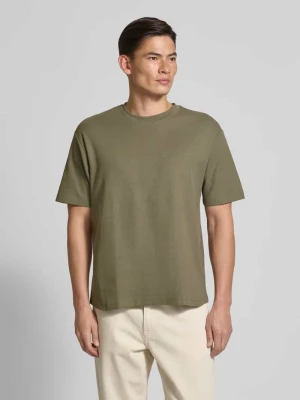 T-shirt z prążkowanym okrągłym dekoltem MCNEAL