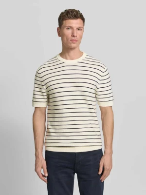 T-shirt z prążkowanym okrągłym dekoltem MCNEAL