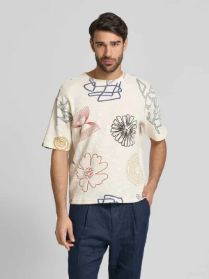 T-shirt z prążkowanym okrągłym dekoltem MCNEAL