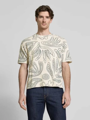 T-shirt z prążkowanym okrągłym dekoltem MCNEAL