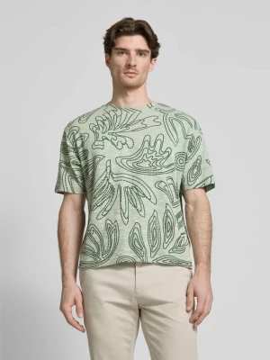 T-shirt z prążkowanym okrągłym dekoltem MCNEAL