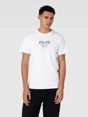 T-shirt z prążkowanym okrągłym dekoltem mister tee