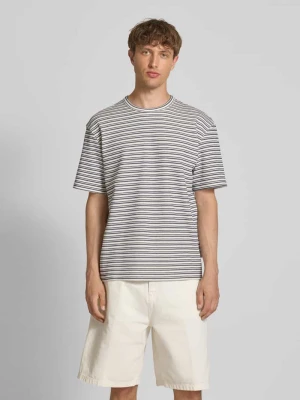 T-shirt z prążkowanym, okrągłym dekoltem model ‘APOLLO’ Redefined Rebel