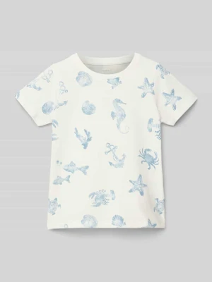 T-shirt z prążkowanym, okrągłym dekoltem model ‘FILLE’ name it