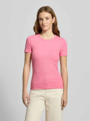 T-shirt z prążkowanym, okrągłym dekoltem model ‘FRANKIE’ JJXX