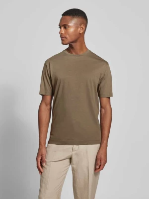 T-shirt z prążkowanym, okrągłym dekoltem model ‘GILBERD’ drykorn