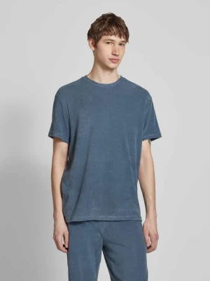 T-shirt z prążkowanym, okrągłym dekoltem model ‘HELLAS’ Only & Sons Jeansowy niebieski