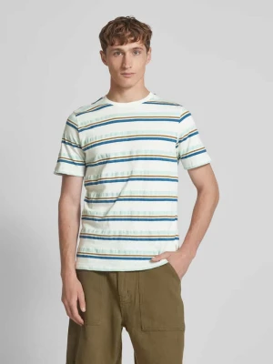 T-shirt z prążkowanym, okrągłym dekoltem model ‘JAMAS’ Blend