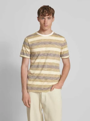 T-shirt z prążkowanym, okrągłym dekoltem model ‘JELANI’ Blend