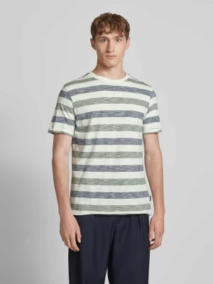 T-shirt z prążkowanym, okrągłym dekoltem model ‘JELANI’ Blend