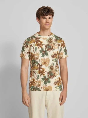 T-shirt z prążkowanym, okrągłym dekoltem model ‘JEMO’ Blend