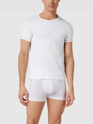 T-shirt z prążkowanym, okrągłym dekoltem model ‘Loren’ Schiesser