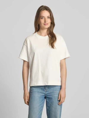 T-shirt z prążkowanym, okrągłym dekoltem model ‘MONIE’ Vila