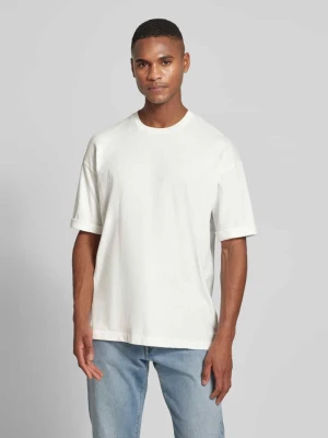 T-shirt z prążkowanym, okrągłym dekoltem model ‘NOLIEN’ drykorn