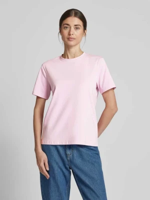 T-shirt z prążkowanym, okrągłym dekoltem model ‘NORA’ Vila