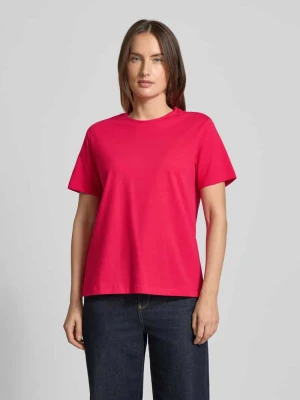 T-shirt z prążkowanym okrągłym dekoltem model „NORA” Vila