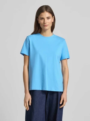 T-shirt z prążkowanym okrągłym dekoltem model „NORA” Vila