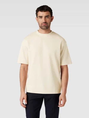 T-shirt z prążkowanym, okrągłym dekoltem model ‘OSCAR’ Selected Homme