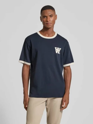 T-shirt z prążkowanym, okrągłym dekoltem model ‘Parker’ Wood Wood