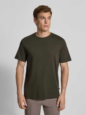 T-shirt z prążkowanym, okrągłym dekoltem model ‘Priamo’ JOOP! Collection