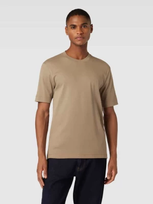 T-shirt z prążkowanym, okrągłym dekoltem model ‘Raphael’ drykorn