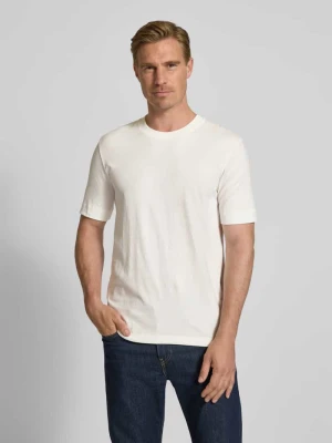T-shirt z prążkowanym, okrągłym dekoltem model ‘RAPHAEL’ drykorn