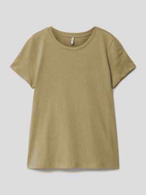 T-shirt z prążkowanym, okrągłym dekoltem model ‘STELLA’ Only