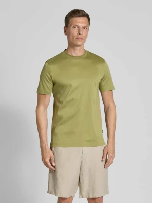 T-shirt z prążkowanym, okrągłym dekoltem model ‘Tessler’ Boss