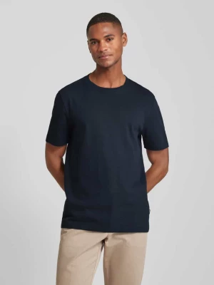 T-shirt z prążkowanym, okrągłym dekoltem model ‘TIBURT’ Boss