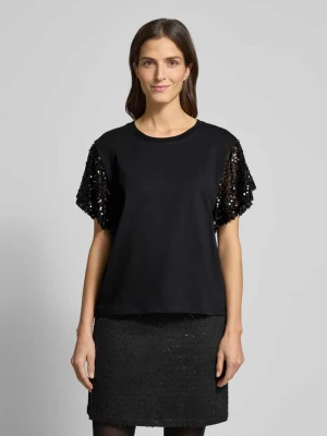 T-shirt z prążkowanym, okrągłym dekoltem model ‘WINGS’ FREE/QUENT