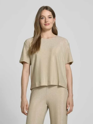 T-shirt z prążkowanym okrągłym dekoltem Oui