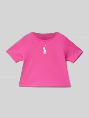 T-shirt z prążkowanym okrągłym dekoltem Polo Ralph Lauren Kids