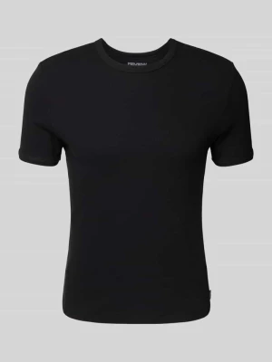 T-shirt z prążkowanym okrągłym dekoltem REVIEW