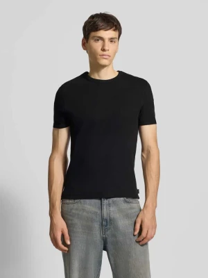 T-shirt z prążkowanym okrągłym dekoltem REVIEW