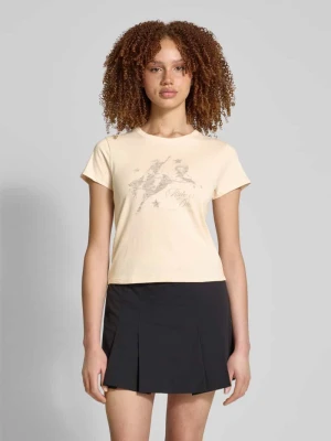 T-shirt z prążkowanym okrągłym dekoltem Review