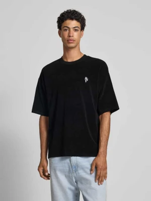 T-shirt z prążkowanym okrągłym dekoltem REVIEW