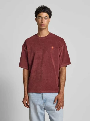 T-shirt z prążkowanym okrągłym dekoltem REVIEW