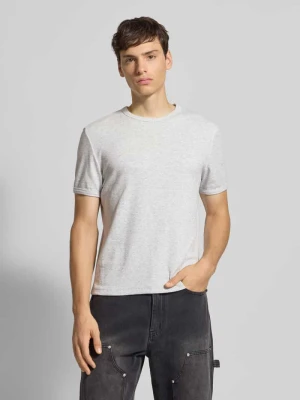 T-shirt z prążkowanym okrągłym dekoltem REVIEW