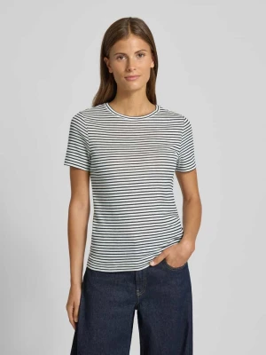 T-shirt z prążkowanym okrągłym dekoltem Rich & Royal