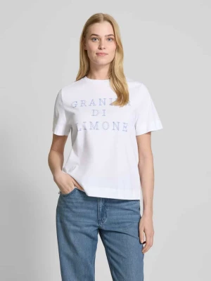 T-shirt z prążkowanym okrągłym dekoltem Rich & Royal