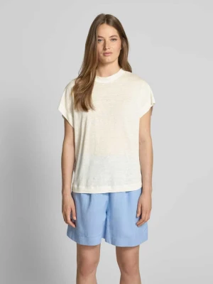 T-shirt z prążkowanym okrągłym dekoltem Stefanel