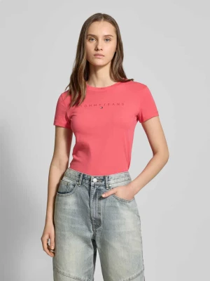 T-shirt z prążkowanym okrągłym dekoltem Tommy Jeans