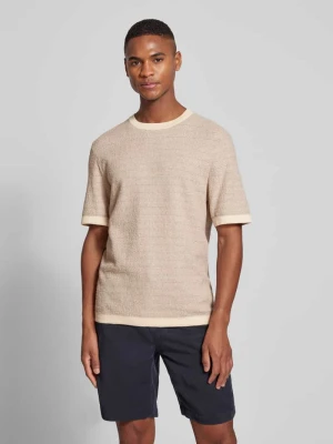 T-shirt z prążkowanymi wykończeniami model ‘Jiordano’ Boss