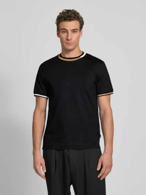 T-shirt z prążkowanymi wykończeniami model ‘Thompson’ Boss