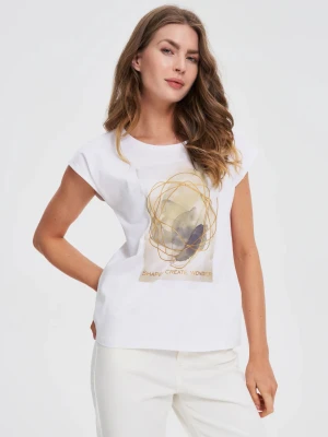 T-shirt z printem biały Moodo