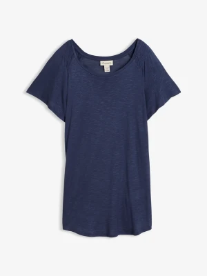 T-shirt z przędzy flamé z rękawami motylkowymi BonPrix niebieski
