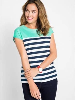 Zdjęcie produktu T-shirt z przędzy mieszankowej, krótki rękaw BonPrix zielony