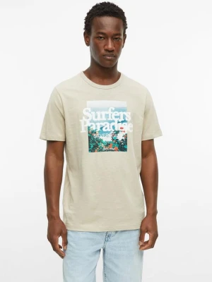 T-shirt z przędzy płomieniowej z grafiką s.Oliver beżowy
