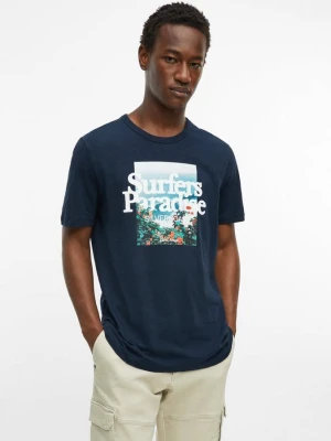 T-shirt z przędzy płomieniowej z grafiką s.Oliver niebieski