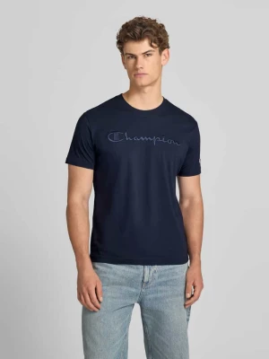 T-shirt z przeszyciem z logo z okrągłym dekoltem Champion Granatowy